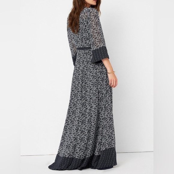 Tularosa Jolene Blue Floral Long Sleeves Wrapped Maxi Dress - Picture 4 of 13